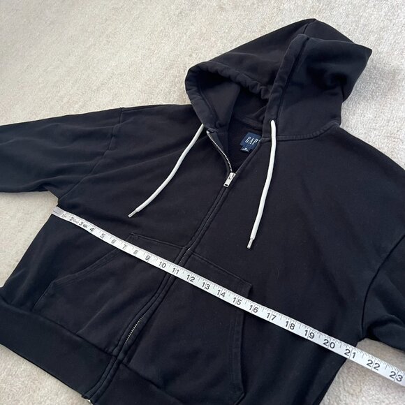 Gap Black Zip Up Cotton Blend Hoodie Sweatshirt M - Picture 6 of 8